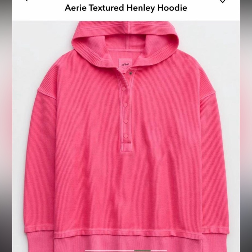 Aerie textured Henley hoodie pullover snap Medium NWOT - Picture 2 of 8